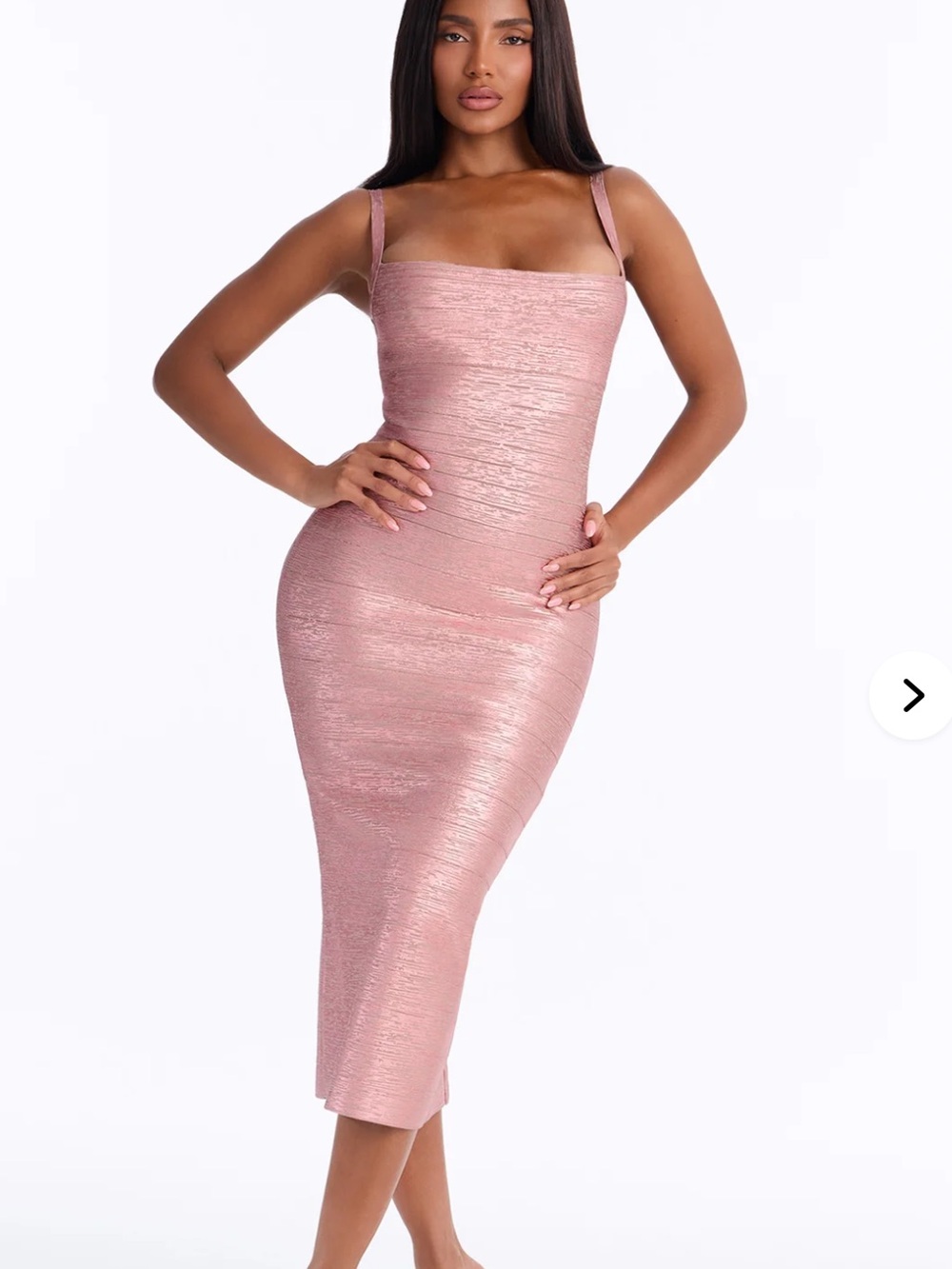 Pink Metallic Bandage Midi Dress